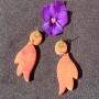 Ella – Boucles d’Oreilles Fuchsia & Mangue Marbré Granité | Bijou Unique & Fait Main