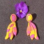 Boucles d’oreilles Ella – Fuchsia & Mangue Marbré | Bijou artisanal éclatant et texturé, modèle unique