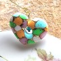 Boucles d’oreilles Arlequin cœur pendants – Bijou artisanal unique
