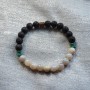Bracelet Angie en agate grise, pierre de lave et turquoise – création artisanale
