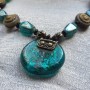 Collier Murabella en perles de verre italien bleu pétrole – Bijou artisanal unique