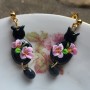Cathy, boucles d'oreilles chat fleuri