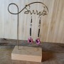 Flora I, boucles d'oreilles  pendantes fleur rose en rocaille