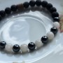 Louisa - Bracelet artisanal en pierre de lave, hématite et pierre de lune