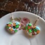Boucles d’oreilles Arlequin cœur pendants – Bijou artisanal unique