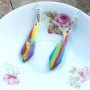 Arcadia I – Boucles d’oreilles trapèze arc-en-ciel sur argent, création artisanale unique