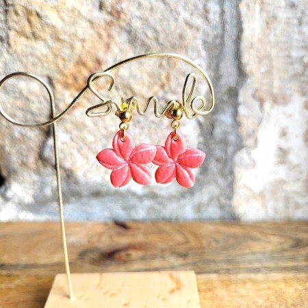 Boucles d’oreilles Coralia en fleur étoile dorée et polymère vert
