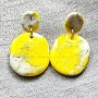 Boucles d’oreilles Marjorie géométriques jaunes marbrées fait main