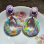 Boucles d’oreilles Pastélia maxi donut pastel & mauve – Bijou artisanal unique