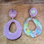 Boucles d’oreilles Pastélia – Maxi donut pastel & mauve, bijou artisanal unique
