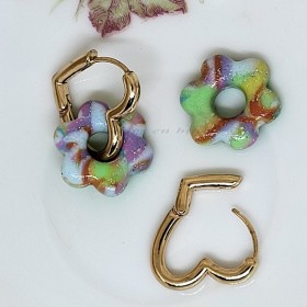 Petites pampilles fleurs Laurette Pastélia – Bijoux interchangeables en camaïeu pastel fait main