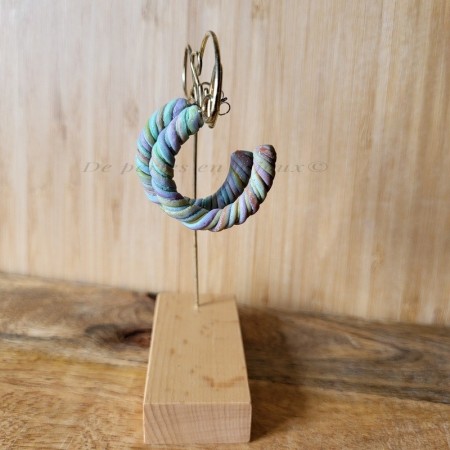 Boucles d’oreilles Chamal'o – Créoles ouvertes pastel torsadées, gourmandise colorée fait main
