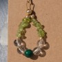 Périne – Boucles Plaquées Or, Péridot, Cristal de Roche & Malachite | Bijou Raffiné & Fait Main