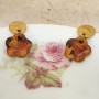 Folia – Boucles d’oreilles fleurs feuilles d’automne sur clous martelés dorés en acier inoxydable