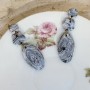 Swanny – Boucles d’oreilles pendantes marbrées bleu nuit, blanc et cuivre