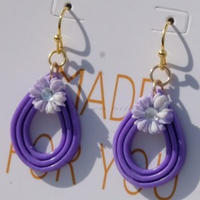 Boucles Violette I – Striées Fleuries Dorées | Bijou artisanal élégant et léger, fait main dans le Cotentin.