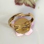 Bague Roseane dorée avec fleur rose - De Perles en Bijoux