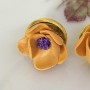 Boucles d’oreilles Alyssa dorées fleurs orange et cœur violet