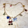 Collier doré Santa avec breloques de Noël en pâte polymère et acier inoxydable