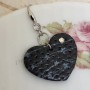 Boucles d’oreilles cœur noir strass argenté
