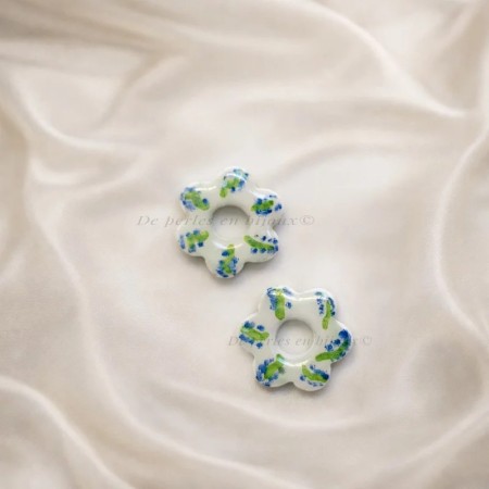 Pampilles interchangeables Laurette décorées à la main en pâte polymère avec finition résine brillante